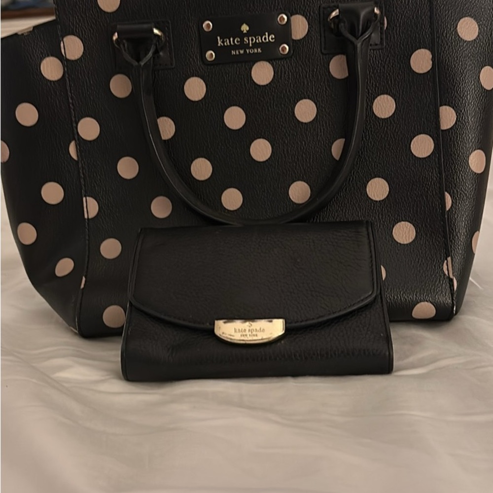 Kate Spade Black Polka Dot Purse and Wallet